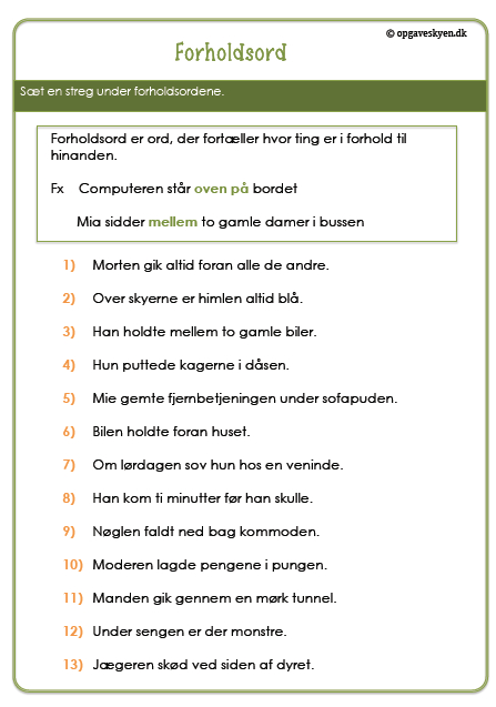 Ordklasser – forholdsord