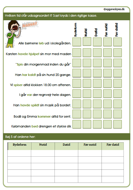 Ordklasser – bøjning af udsagnsord