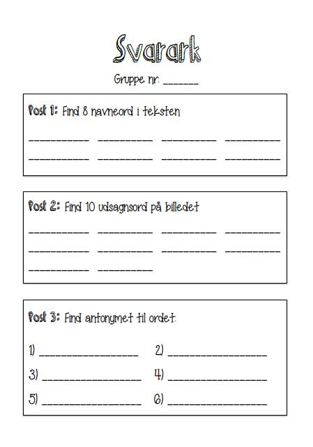 Danskløb svarark