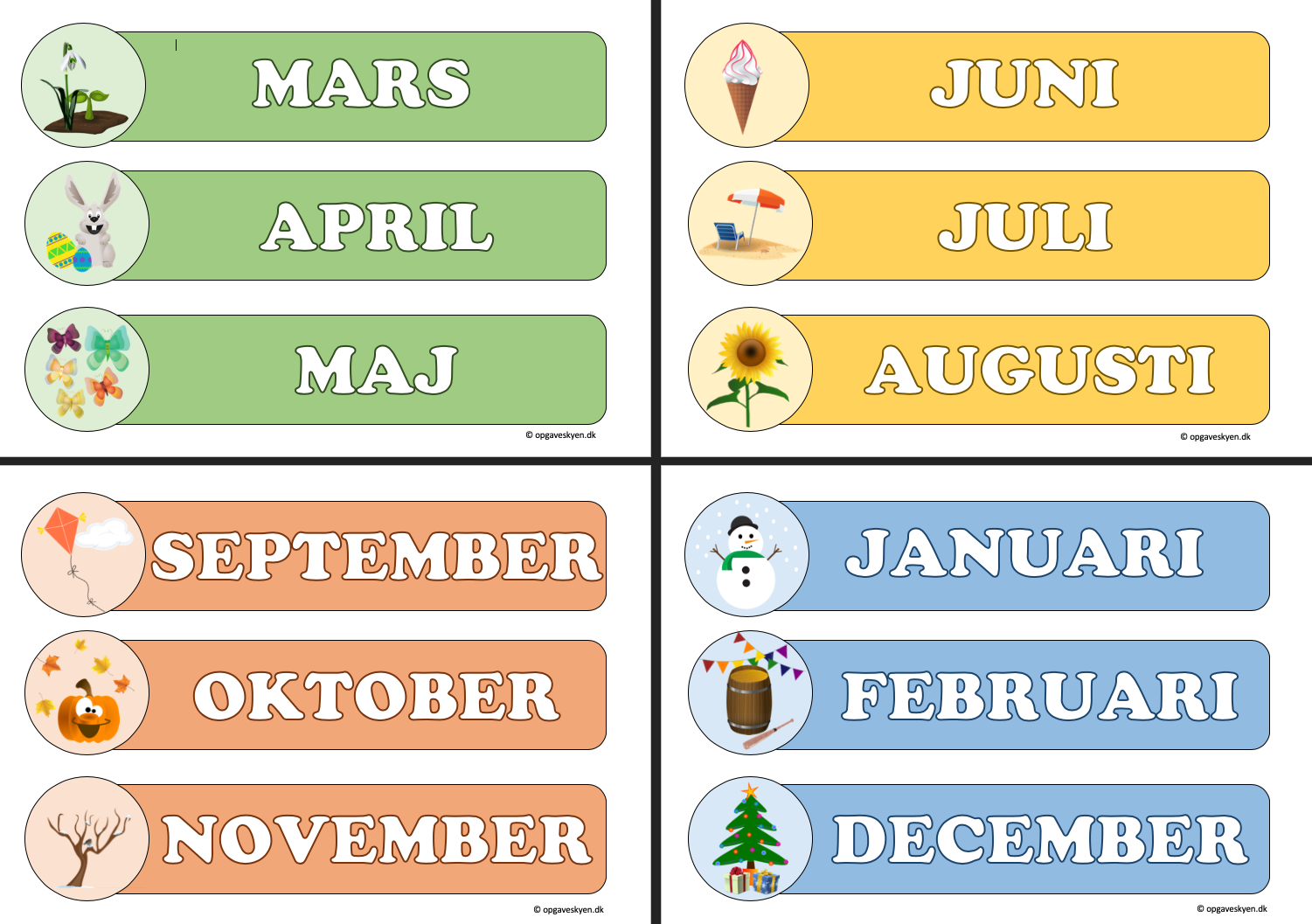 Kalender med månader och vardagar